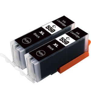 Dual Set Inktcartridges Geschikt voor Canon 550- 2x Zwart - PGI-550 - Geschikt voor Canon Pixma Printers: MG5450 / MG5550 / MG5650 / MG6350 / MG6450 / MG6650 / MG7150 / MG7550 / IP7250 / MX925 / MX725 / IX6850 / IP8750