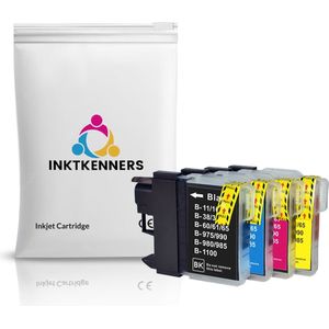 Inktcartridges Geschikt voor Brother LC1100/LC980/LC985 | Multipack van 4 stuks | Geschikt voor Brother DCP-185 C - DCP-385 C - DCP-395 CN - DCP535 CN - DCP585 CW - DCP-6690 CW - DCP-J615