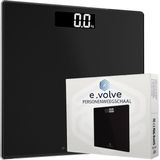 e.volve - Personenweegschaal - Zwart - Digitale Weegschaal - Inclusief Batterijen