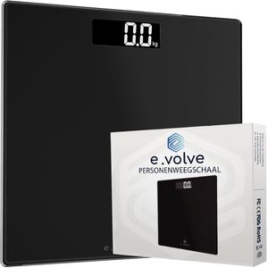 e.volve - Personenweegschaal - Zwart - Digitale Weegschaal - Inclusief Batterijen