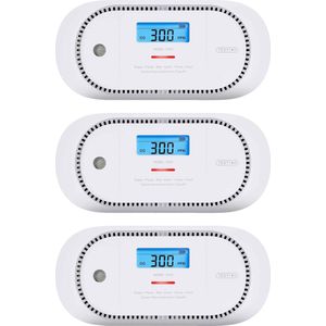 X-Sense XC01 Koolmonoxidemelder - 3 koolmonoxidemelders - 10 jaar batterij - 10 jaar Figaro® sensor - LCD display - Voldoet aan Europese norm