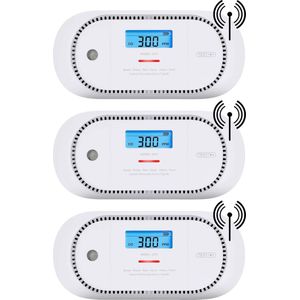 X-Sense XC01P-WR Koppelbare koolmonoxidemelder - 3 koolmonoxidemelders - 10 jaar Figaro® sensor - LCD display - Voldoet aan Europese norm - Draadloos koppelbaar