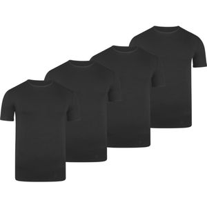 BOXR Underwear - Bamboe T-Shirt Heren - Ronde Hals - Zwart - S - Zijdezacht - Thermo Control - Ondershirt Heren - 4-Pack