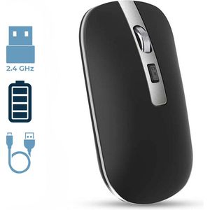 78Goods M30 Draadloze computer muis Zwart - Wireless mouse - Oplaadbare batterij - Instelbare DPI - Draadloze ontvanger - Ambidextrous design - Stille klik