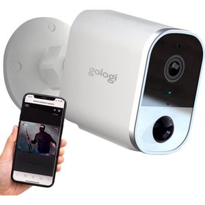 Gologi - Draadloze Camera - Wit - Beveiligingscamera - Oplaadbaar - Nachtzicht - WiFi