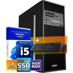 Intel - Compleet PC - Intel Core i5 - 16 GB RAM - 500 GB SSD - Windows 11 Pro - Inclusief Muis & Toetsenbord
