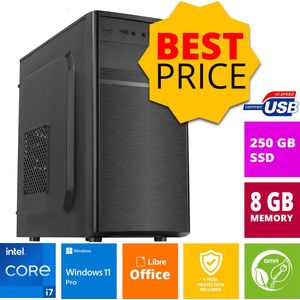 Intel Compleet PC | Intel Core i7 | 8 GB RAM | 250 GB SSD | Windows 11 Pro