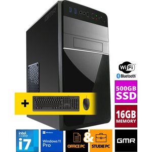 Intel Compleet PC | Intel Core i7 | 16 GB RAM | 500 GB SSD | Windows 11 Pro | Inclusief Muis & Toetsenbord