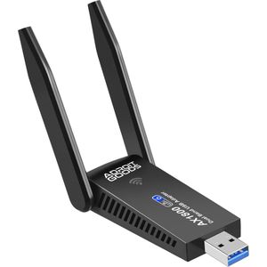 AdroitGoods USB Wifi Dongle Adapter - 1200Mbps - Dual 5dBi Antenne - Ontvanger - Zwart