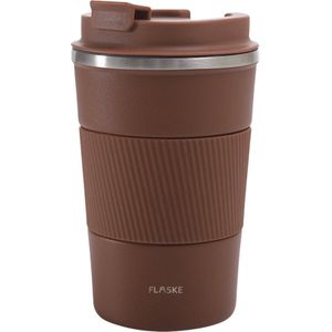 FLASKE Koffiebeker Coffee Cup - Chocolate - 380ml - RVS Koffiebeker to Go van 380ML