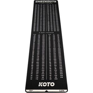 KOTO Carpet Checkout Zwart, 237x60 cm Dartmat, Incl. Score-indicatie en Oche, Professionele Dart mat, Bescherming Vloer & Dartbord