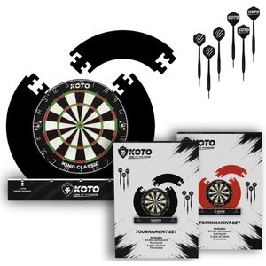 KOTO Tournament Set Rood, DartSet, Officiële Standaard, Sisal Dartbord & Dartpijlen & Surround