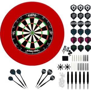 KOTO King Pro + Surround Rood + KOTO Accessory Kit Steeltip Red 90 stuks, 2 Sets KOTO darts van 23 gram, 6 Sets KOTO flights, 6 Sets KOTO shafts, 2 Punthouders, Shaftrings en Flight Beschermers