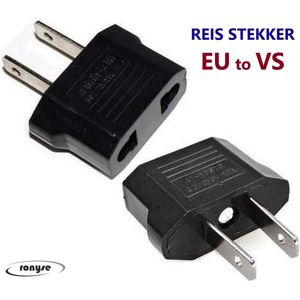 Reisstekker van EU reisstekker naar VS/USA - Set van 2 Stuks - Reis Adapter - Zwart -Travel Adapter - America Stekker - Verloop adapter - Wereldstekker