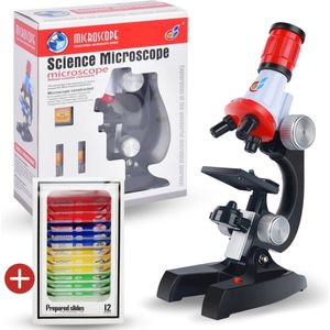 Microscoop met accessoires - Inclusief 12 Extra Slides - Kindermicroscoop 100X-900X - Microscoop voor kinderen - Educatief Speelgoed - Kinder Microscoop - Microscope - Telescope - Leuk Als Cadeau