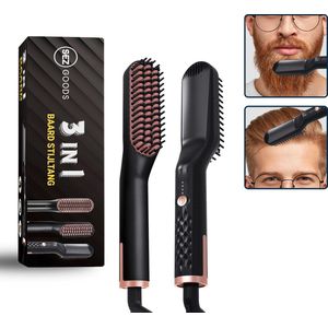 Luxe Baard Stijltang - Inclusief Gratis E-book - Baard Borstel - Baardstyler - Mini Stijltang Voor Kort Haar - Hot Comb - Haarverzorging - Voor Dun en Dik Haar