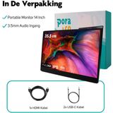 Pora&Co - IPS Portable Game Monitor - Beeldscherm - 14 Inch - HDMI & USB-C - Full HD
