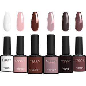 Moods - Coffee Nude Edition - Gel Nagellak - 6-delige Set - 8ML - Gellac Starterspakket - HEMA- & TPO-vrij