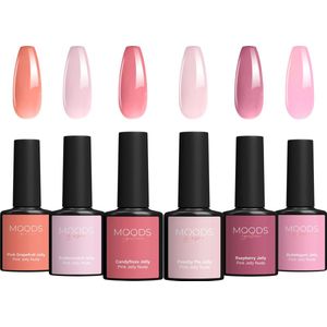 Moods - Gellac - Transparante Gel Nagellak - Pink Jelly Nude Edition - 8ML - 6-delige Set