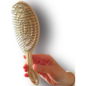 Fienosa Haarborstel - Anti Klit Haarborstel - Detangler Brush - Haarborstel beige - Kam voor Krullen - Haarborstel Rond
