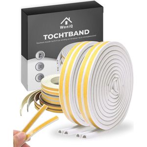 WoniQ Tochtband 10 Meter Lang - Tochtband Zelfklevend - Tochtstrips voor Deuren - Zelfklevend - Tochtstopper - Tochtrol - Tochtstrip - Tochtwering - Hoogwaardig Foam