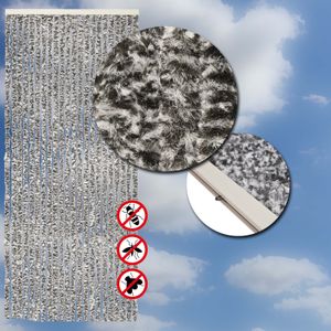 Wicotex - Vliegengordijn - Chenille - Deurgordijn - Kattenstaart Zwart mix - Afmeting 90x220cm