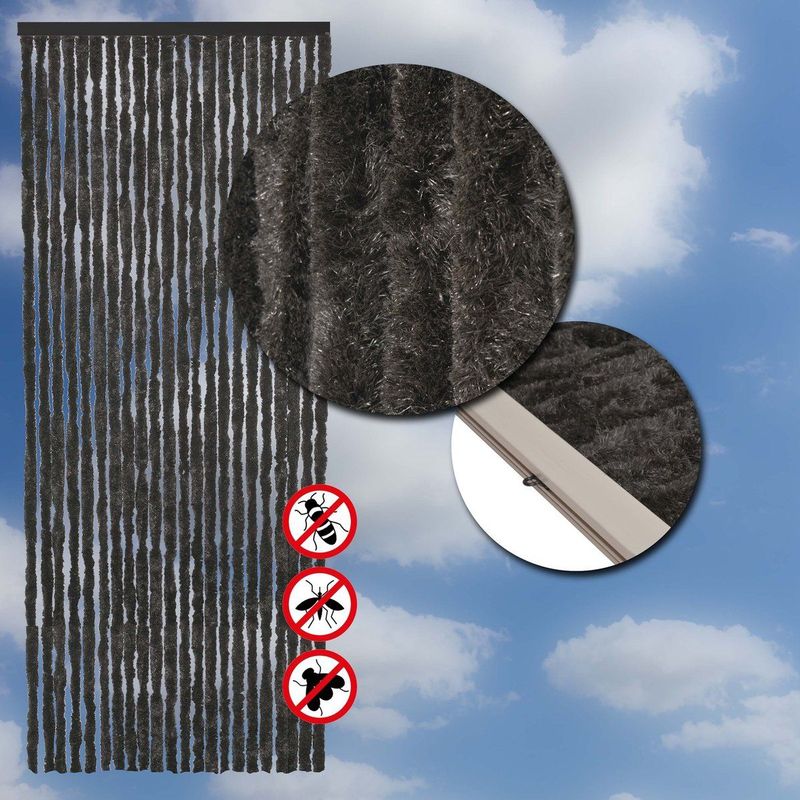 Wicotex - Vliegengordijn - Chenille - Zwart - 90x220 cm