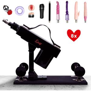 LoveVlijt - Seksmachine met Dildo en vele extra Opzetstukken - Discreet - Sex Fuck Machine - Penetratie - Neukmachine - Voor Mannen en Vrouwen - Talloze Standjes - Clitoris Gspot Stimulator - Krachtige Erotische Machine - Zwart