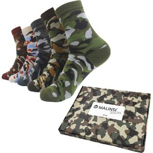 Malinsi® Sokken Camouflage 5-Pack - Inclusief Camouflage Verpakking - 5 Paar - Huissokken Dames en Heren One-Size