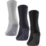 Malinsi® Sokken Antislip 3-Pack - 3 Paar Noppen Design maat 36-41 - Huissokken Dames en Heren anti slip