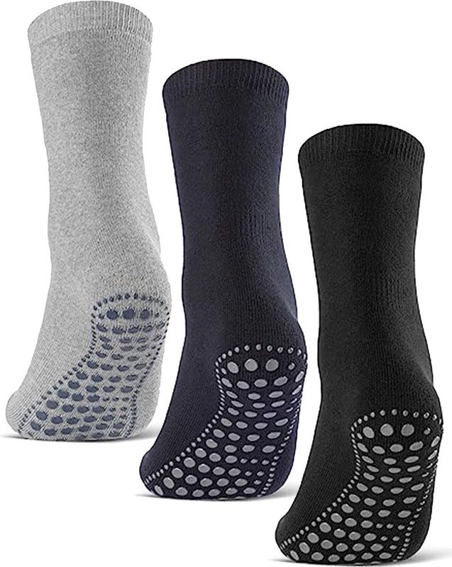 Malinsi® Sokken Antislip 3-Pack - 3 Paar Noppen Design maat 36-41 - Huissokken Dames en Heren anti slip