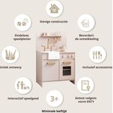 Petite Amélie - Speelkeuken - Hout - Zacht Roze - Incl. 7 Keukenaccessoires