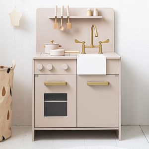 Petite Amélie - Speelkeuken - Hout - Zacht Roze - Incl. 7 Keukenaccessoires