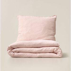Petite Amélie - Mousseline Dekbedovertrek - Roze - 120x150 cm - Met Kussensloop 50x60 cm - Duurzaam 100% GOTS Katoen