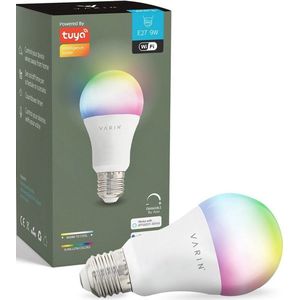 Varin® Smart Led Lamp E27 - 9W - Wit en RGB licht - Bediening via app - Voice control - Slimme bulb verlichting - Smart Light - Google Home en Amazon Alexa - Tuya wifi - Nachtlamp - Lampen woonkamer, keuken, slaapkamer, hal, kinderkamer
