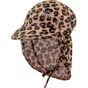 JUJA - UV-Zonnecap met nekflap voor kinderen - Luipaard - Bruin - maat 6-18 Maanden| 44-49CM