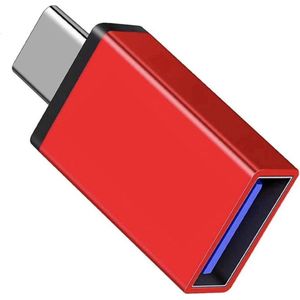 USB C naar USB Adapter - USB-C naar USB convertor - opzetstuk - USB 3.1 to USB C HUB - pc - laptop - USB C naar USB A female - telefoon - adapter - Rood