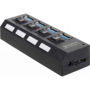 USB HUB 4 Poorten - USB 3.0 -USB Splitter - Zwart