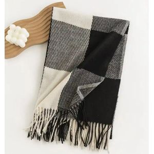 Sjaal zwart/wit / super zacht / 206 cm lang en 65 cm breed / verkrijgbaar in 10 verschillende kleuren