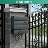 Avalo - Brievenbus RVS - Antraciet - Incl. Krantenvak en Slot