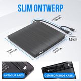 STREX - SP299 - Externe DVD Speler en Brander - USB-A en USB-C - Inclusief Opberghoes