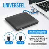 STREX - SP299 - Externe DVD Speler en Brander - USB-A en USB-C - Inclusief Opberghoes