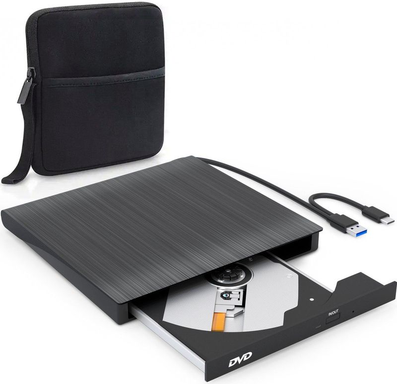 STREX - SP299 - Externe DVD Speler en Brander - USB-A en USB-C - Inclusief Opberghoes