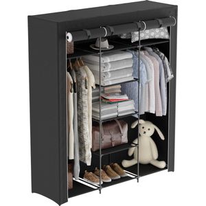Avalo Kledingkast Stof Opvouwbaar XXL - 150x45x175 CM - Garderobekast - Kledingkast Slaapkamer - Zwart
