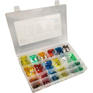 LB Tools Professioneel auto zekering assortiment in vier verschillende maten 385 delig micro, mini, standaard en maxi zekeringen