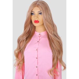 Bruine Pruik Dames – Adore My Wig – Curly Lace Wig – Synthetische Lange Pruik – Wasbare Pruiken – Lace Wigs Dames en Heren