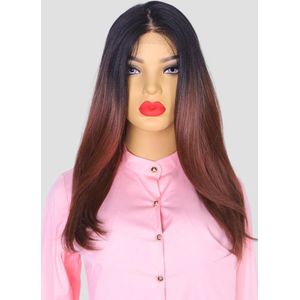 Ombre Bruine Pruik Dames – Adore My Wig – Straight Lace Wig – Synthetische Lange Pruik – Wasbare Pruiken – Lace Wigs Dames en Heren