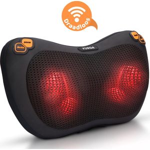 YURDA - Draadloze Massagekussen - Warmte functie - Elektrisch nek en rug massage - Shiatsu massage kussen - Massageapparaat - Zwart