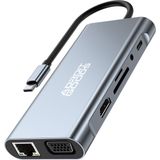AdroitGoods 11 in 1 Usb C Hub - Usb C Adapter - Geschikt Voor Apple - Usb naar Hdmi/Vga - Macbook - Usb c Dock - 4K HDMI - Ethernet 100Mbp/s