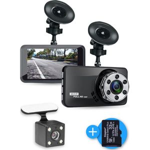Nuvance - Dual Dashcam voor Auto - Dashcams Voor en Achter - Full HD - Incl. 32gb SD Kaart - Auto Camera met Parkeermodus met G-sensor en Nachtvisie - 170° Wijdhoek en IPS Display